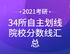 2021考研分數(shù)線：34所自主劃線院校分數(shù)線匯總