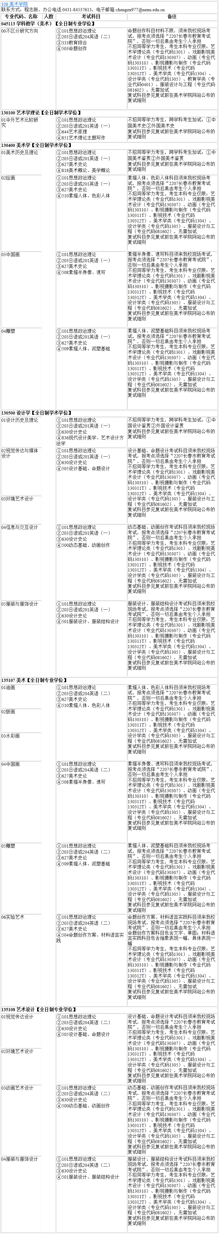 2023考研專業(yè)目錄：東北師范大學(xué)美術(shù)學(xué)院2023年碩士研究生全國統(tǒng)考招生專業(yè)目錄